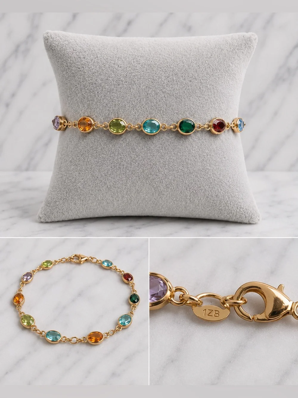 Gold Multicolor Gemstone Bracelet